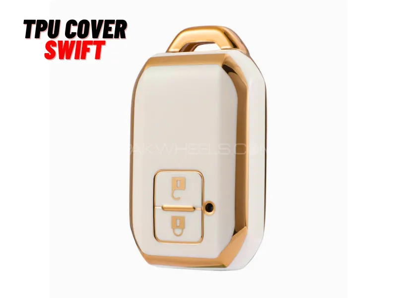 Suzuki Swift TPU Key Cover White with Golden Stylish Look Image-1