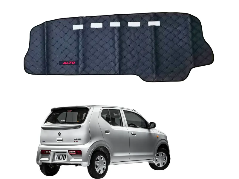 Suzuki Alto 7D Vinyle Dashboard Mat in Black Color Cross Stiched - 1PC Image-1