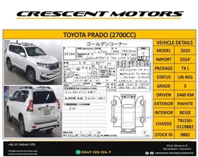 Toyota Prado TX Limited 2.7 2020 for Sale
