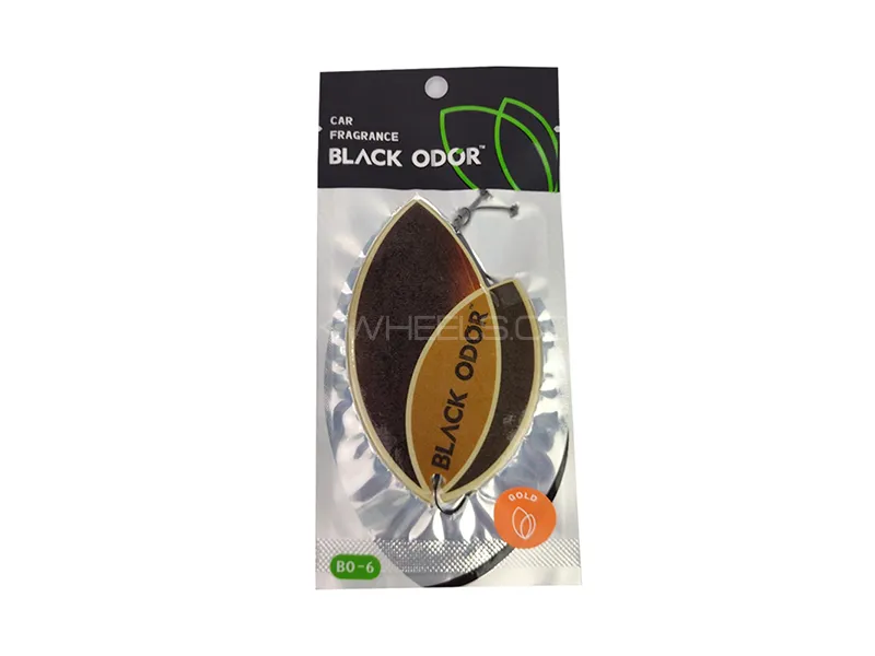 Black Odor Air Freshener Hanging Card - Gold Image-1