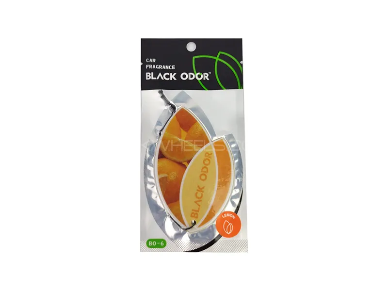 Black Odor Air Freshener Hanging Card - Lemon Image-1
