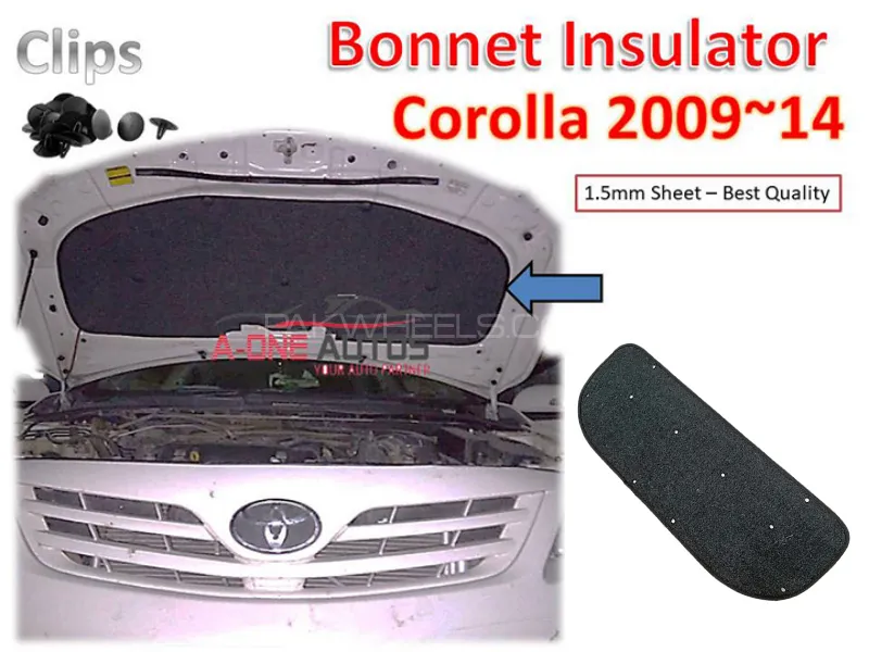 Bonnet Insulator Toyota Corolla 2012-14 for Heat & Sound Proofing with Clips