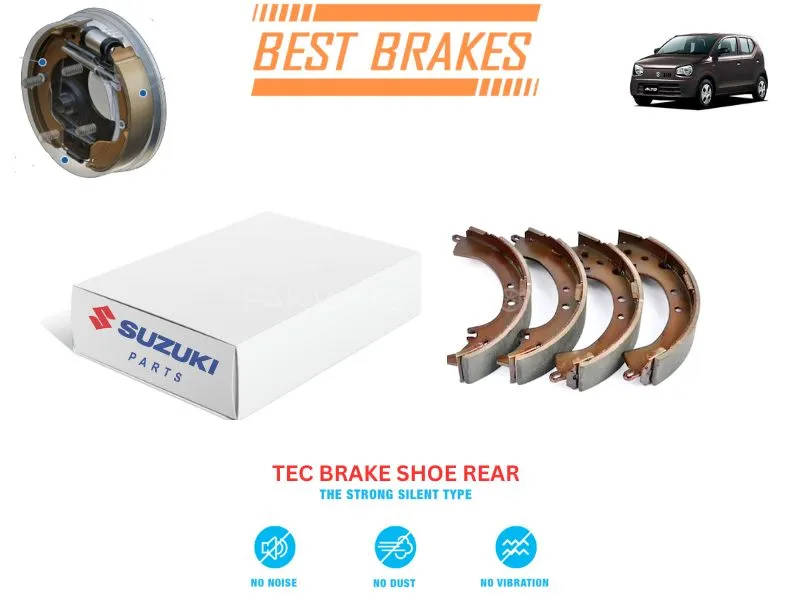 Suzuki Alto Pak Assemled 2019-2024 TEC Rear Brake Shoes - High Quality Brake Parts Image-1