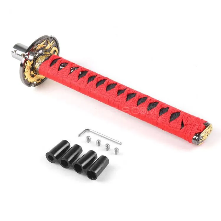 Universal Long Sword Katana Handle Gear Shift Knob Manual Transmission Shifter Lever Stick(RED) 1 Pc Image-1