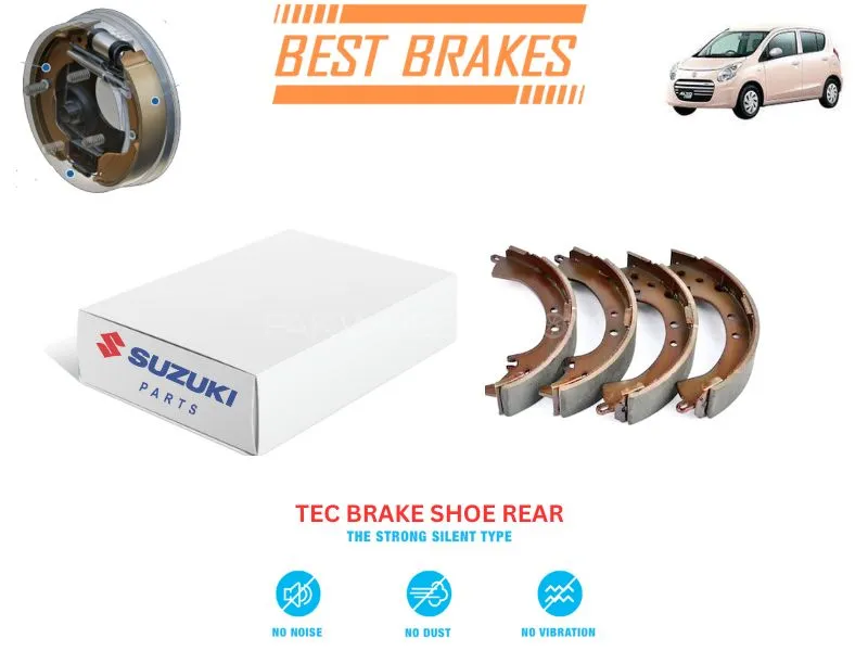 Suzuki Alto Eco Japan 2009-2014 TEC Rear Brake Shoes - High Quality Brake Parts Image-1