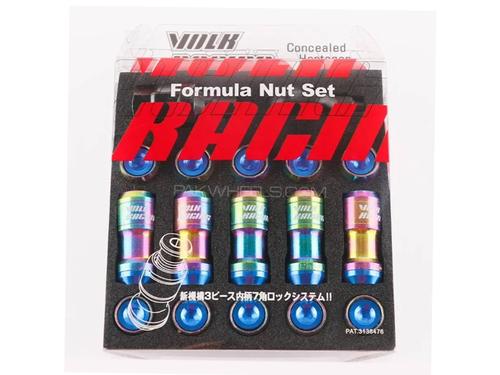 Universal Racing Multi-color and Blue Formula Steel Car Wheels Rims Lug Nuts 20 Pc Set Universal Racing Multi-color and Blue Formula Steel Car Wheels Rims Lug Nuts 20 Pc Set