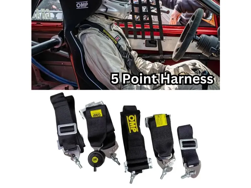 OMP 5 Point Racing Harness - Black Seat Belt (pair) Image-1