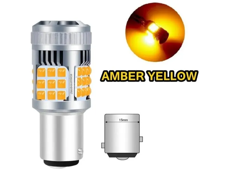 Upgraded S25 SMD Bulb Brake Light Single Point With Fan Yellow 2 Pcs Set Image-1