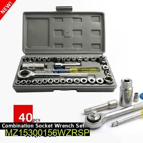 40 pcs sockets wrench vehicle tool kit Image-1