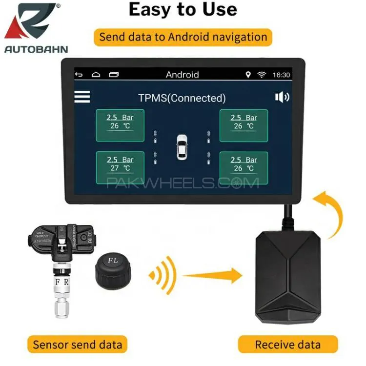 TPMS Car Wireless Tire Tyre Pressure Monitoring System 4 External Sensors Image-1