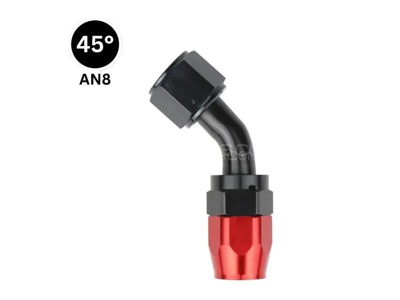 8AN 45 Degree Swivel Hose End Fitting Oil Tube Adapter for Braided CPE Fuel Line Hose Black & Red