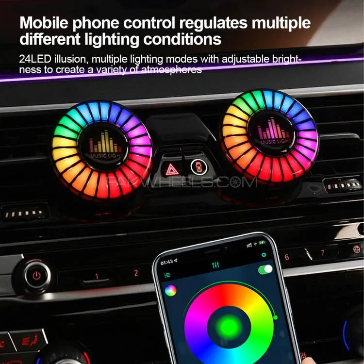 Car Music Rhythm Light Sound Control & App Control RGB LED Light Air Freshener USB Rechargeable Voic Image-1