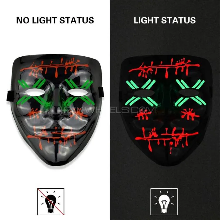 Universal Neon Halloween Mask, Led Purge Mask 3 Lighting Modes For Costplay 1 Pc(Green) Image-1