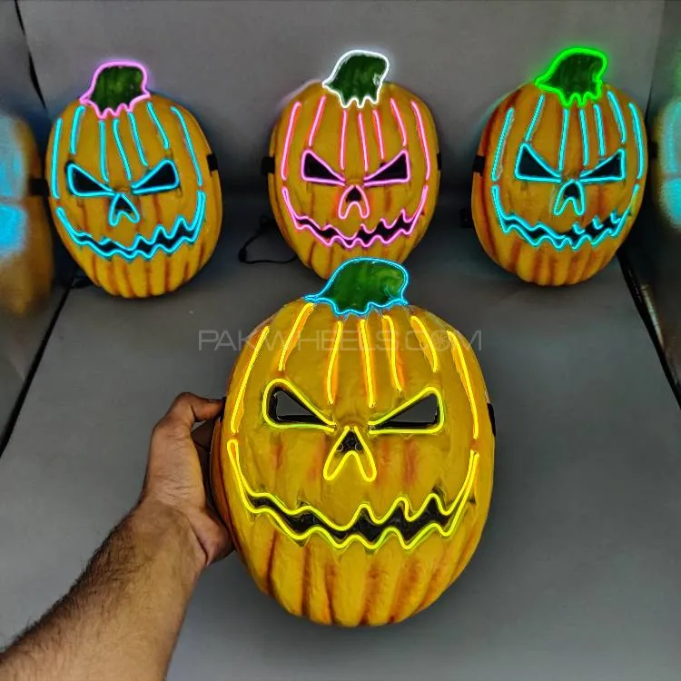 Universal Pumkin Style Neon Halloween Mask, Led Purge Mask 3 Lighting Modes For Costplay 1 Pc(Yellow Image-1